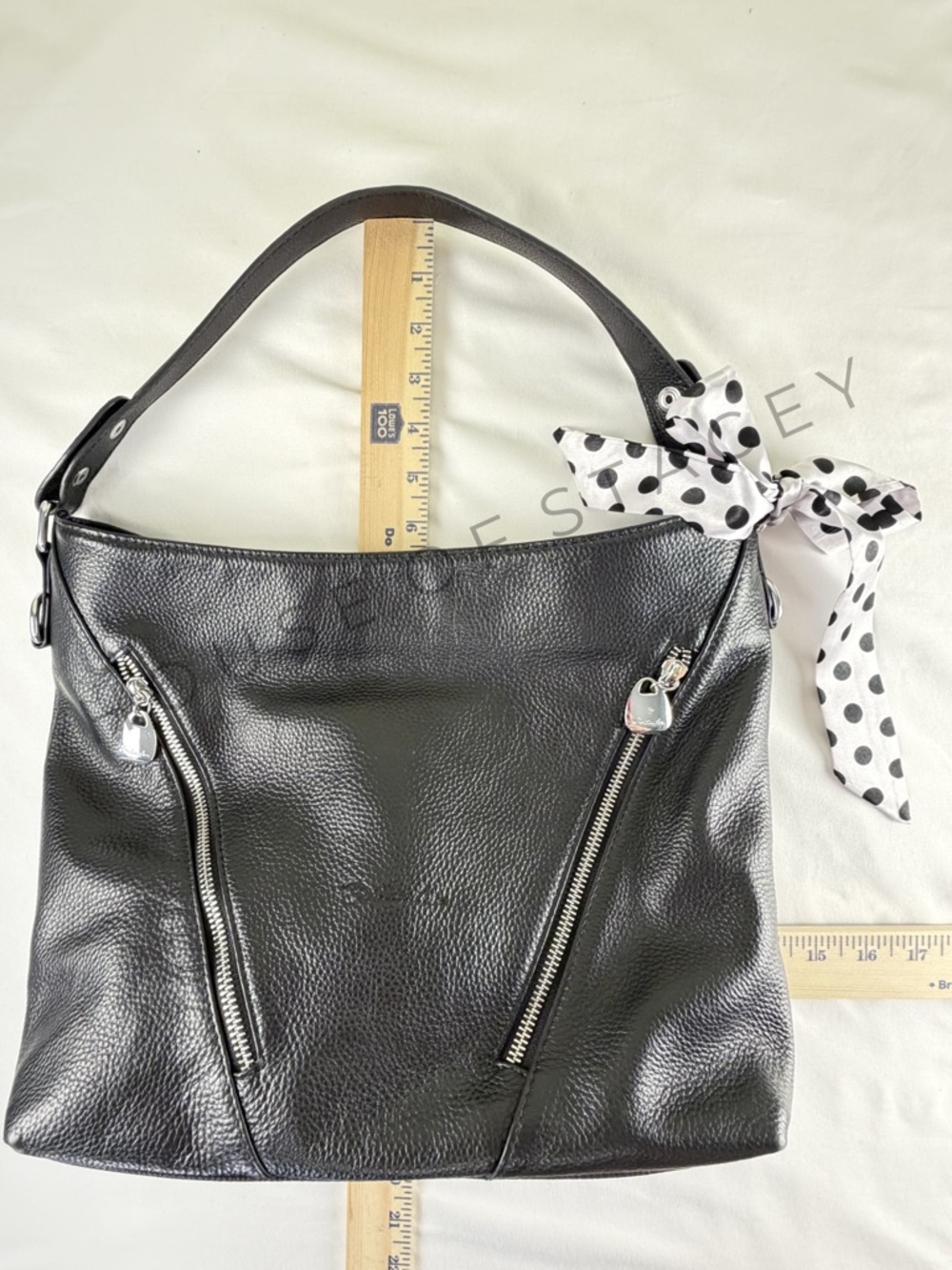 👜 Bostanten Genuine Leather Hobo Shoulder Bag Black Silver Hardware - Picture 3 of 11